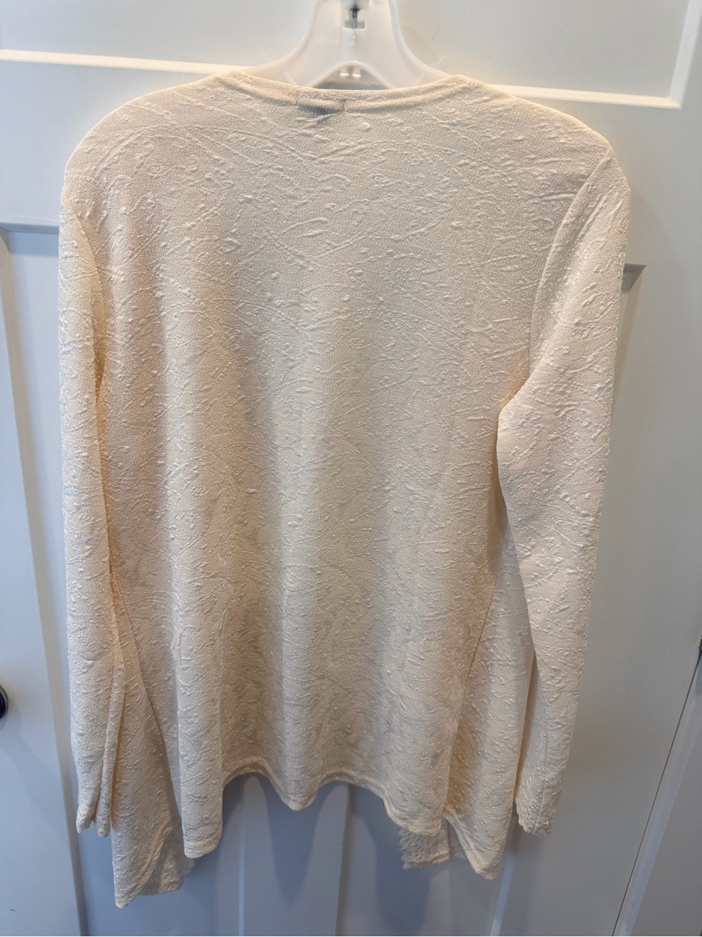 Chances R Medium Ivory Crochet Lace Open Front Cardigan Lightweight Boho - Picture 6 of 11